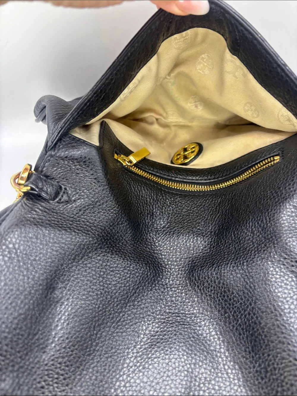 Tory Burch Black Leather Crossbody with Gold Hardware